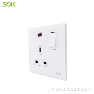 13A250V Double Pole Ngalih Soket Outlet karo Neon